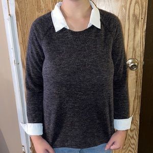 Gray long sleeve with built in white color